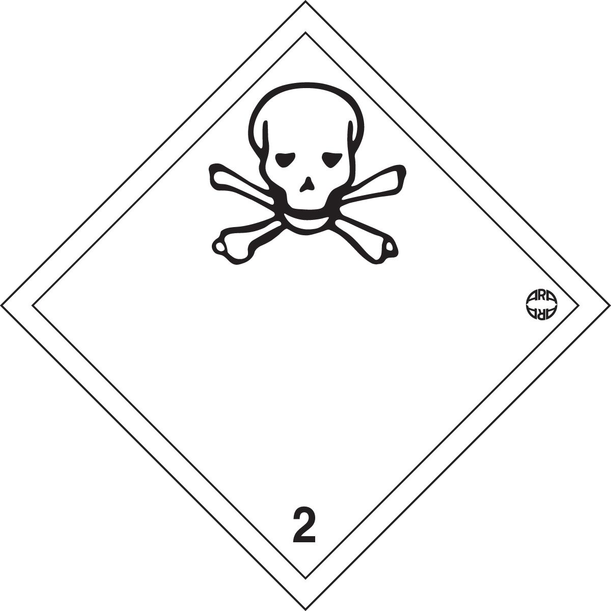 Aluminium plate with hazard symbol No. 2.3 ‘Toxic gases’